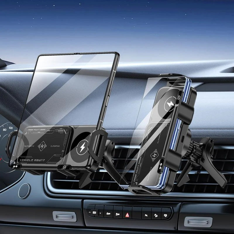 Dual Coil Wireless Charger Car Mount Stand
