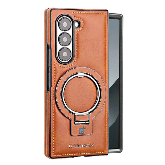 Magnetic Ring Leather Case with Stand