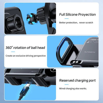Dual Coil Wireless Charger Car Mount Stand
