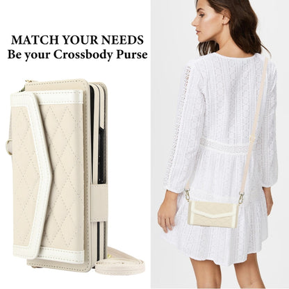 Rhombic Texture Case with Card Holder & Lanyard