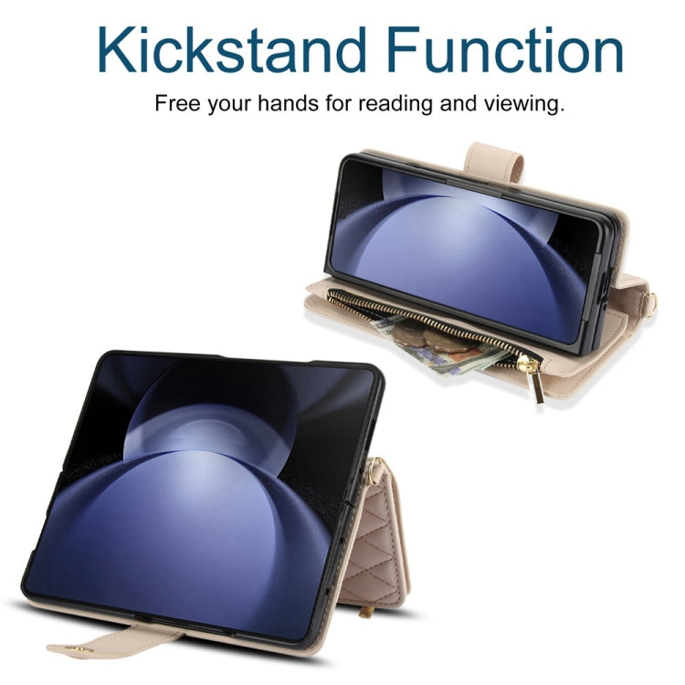 Rhombic Zipper Wallet Leather Case