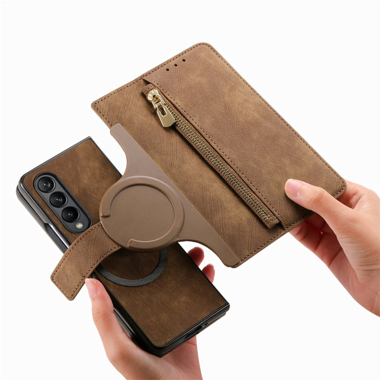 Retro MagSafe Magnetic Zipper Wallet Leather Case