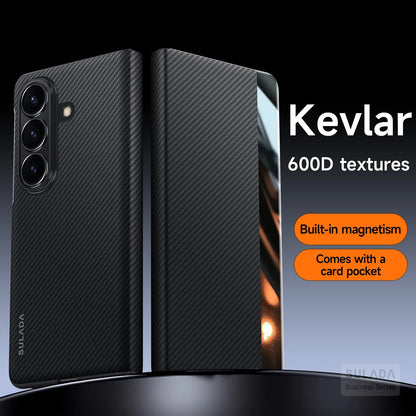 Magnetic Carbon Fiber Leather Case