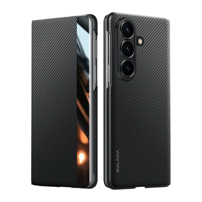 Magnetic Carbon Fiber Leather Case