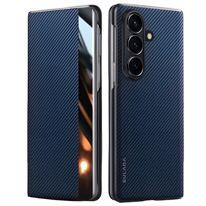 Magnetic Carbon Fiber Leather Case