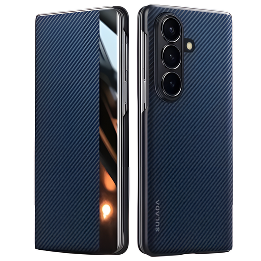 Magnetic Carbon Fiber Leather Case