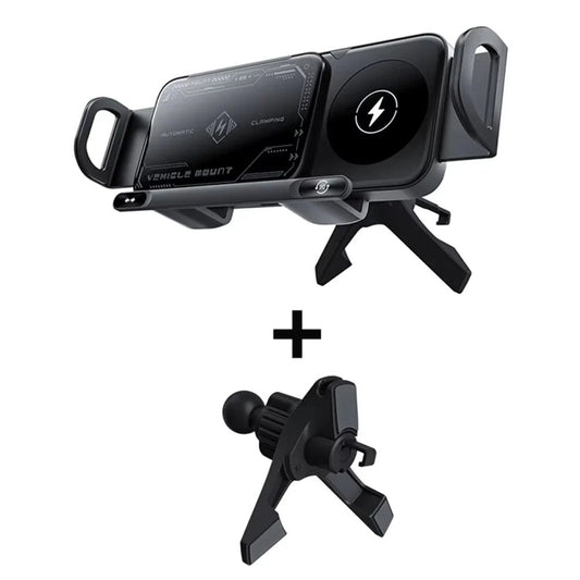 Dual Coil Wireless Charger Car Mount Stand