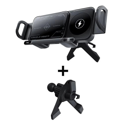 Dual Coil Wireless Charger Car Mount Stand