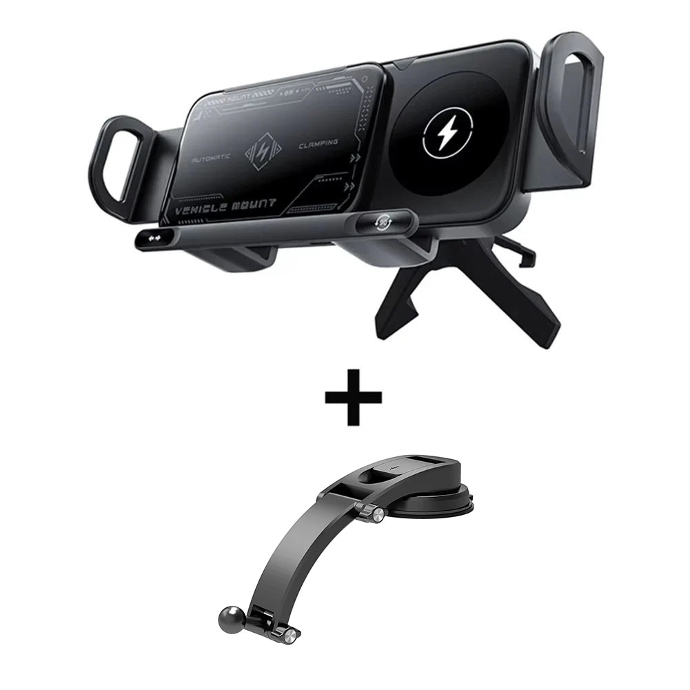 Dual Coil Wireless Charger Car Mount Stand