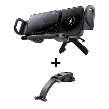 Dual Coil Wireless Charger Car Mount Stand