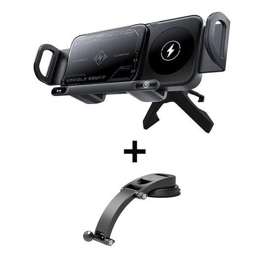 Dual Coil Wireless Charger Car Mount Stand